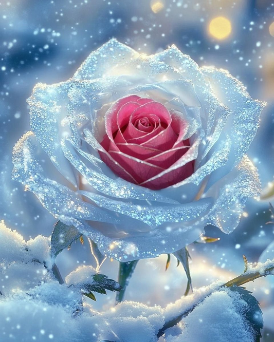 Crystal Rose in the Snow Diamond Art Kit