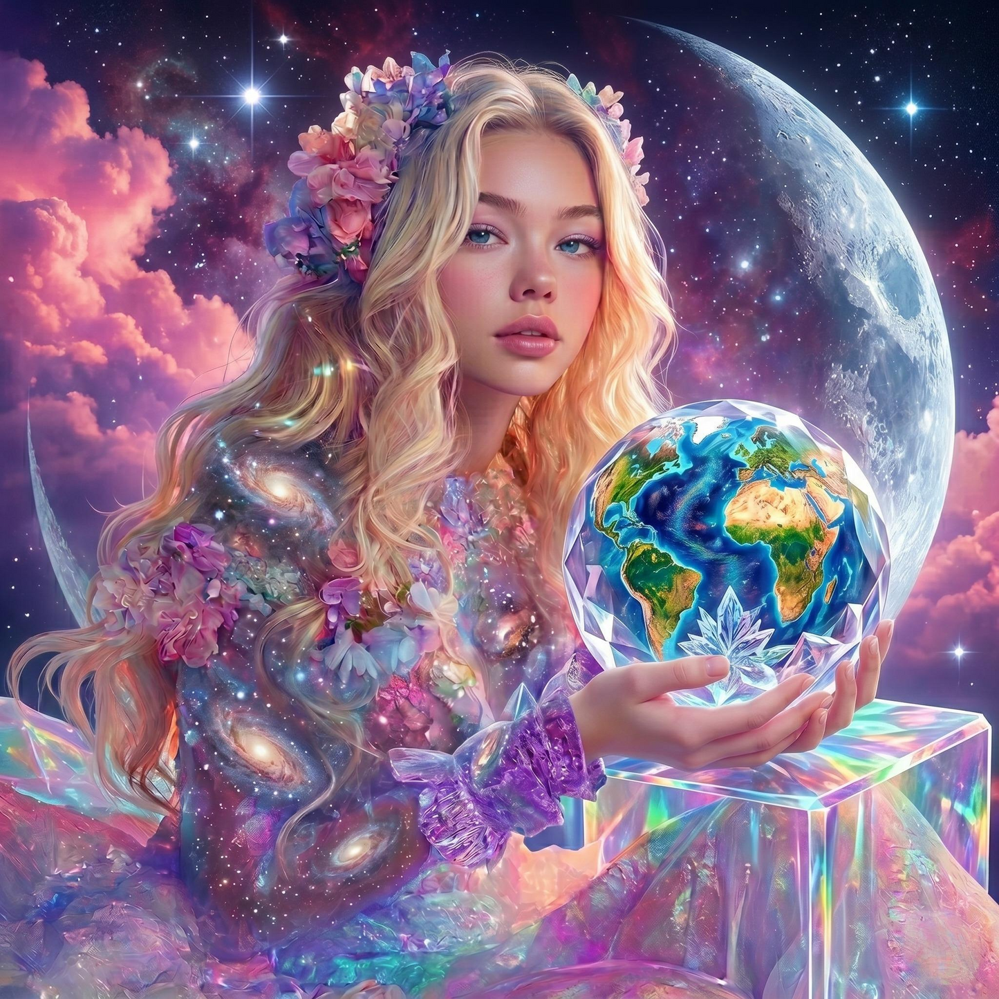 Crystal Globe and Girl Diamond Art Kit