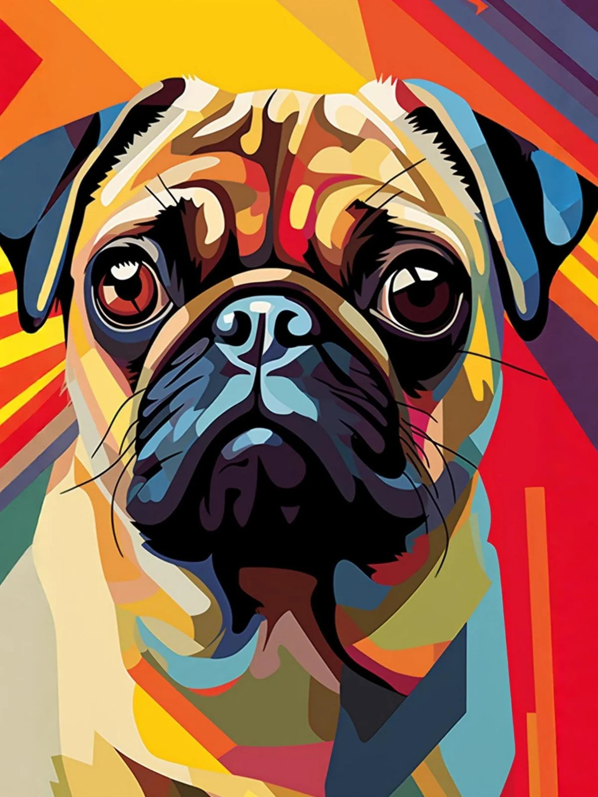 Cute Colorful Abstract Pug Diamond Art Kit