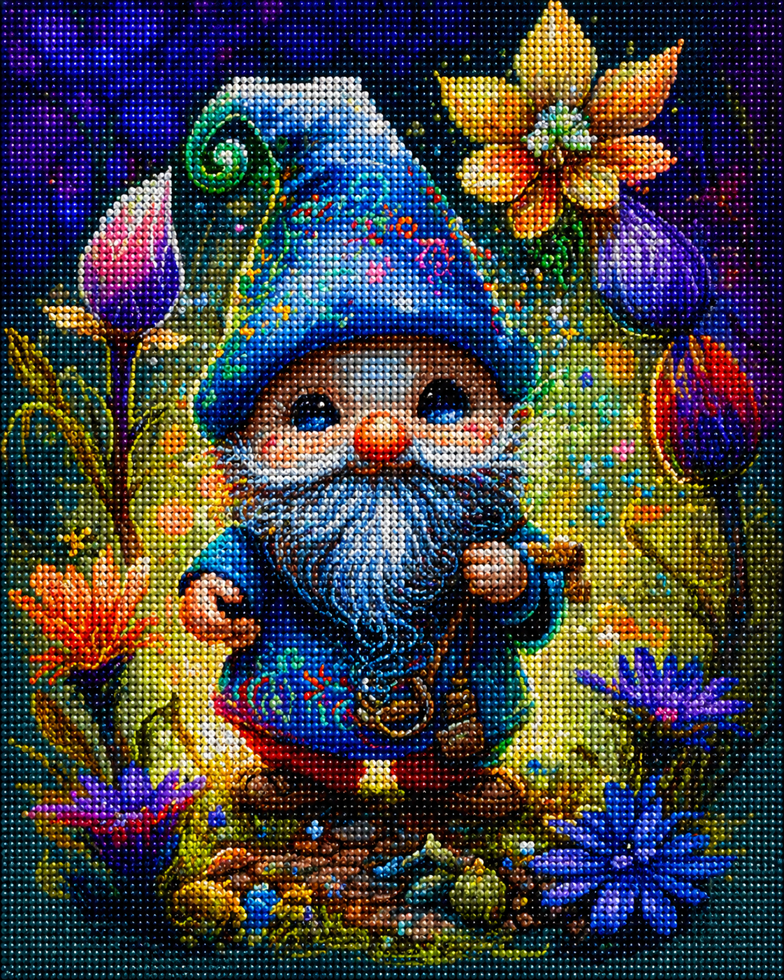 Cute Blue Gnome Diamond Art Kit — diamond art kit canvas