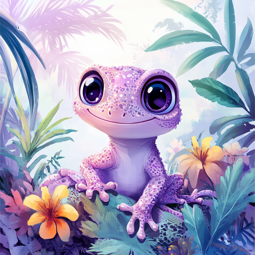 Cute Eye Purple Gecko Diamond Art Kit