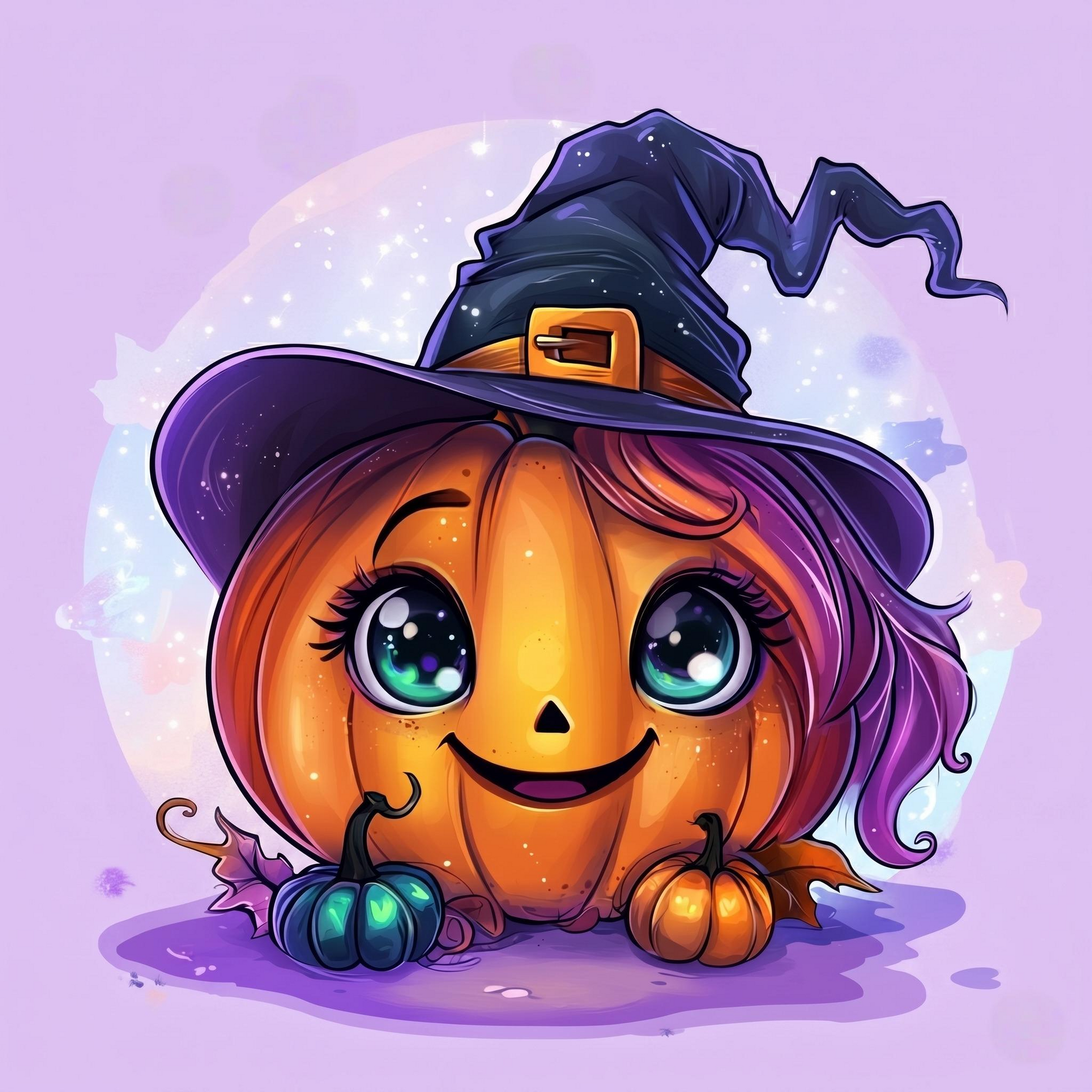 Cute Eye Witch Pumpkin Diamond Art Kit
