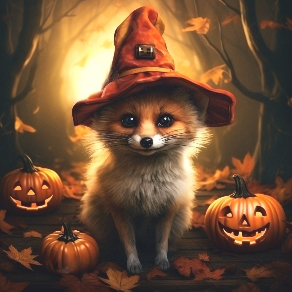 Cute Halloween Fox Diamond Art Kit