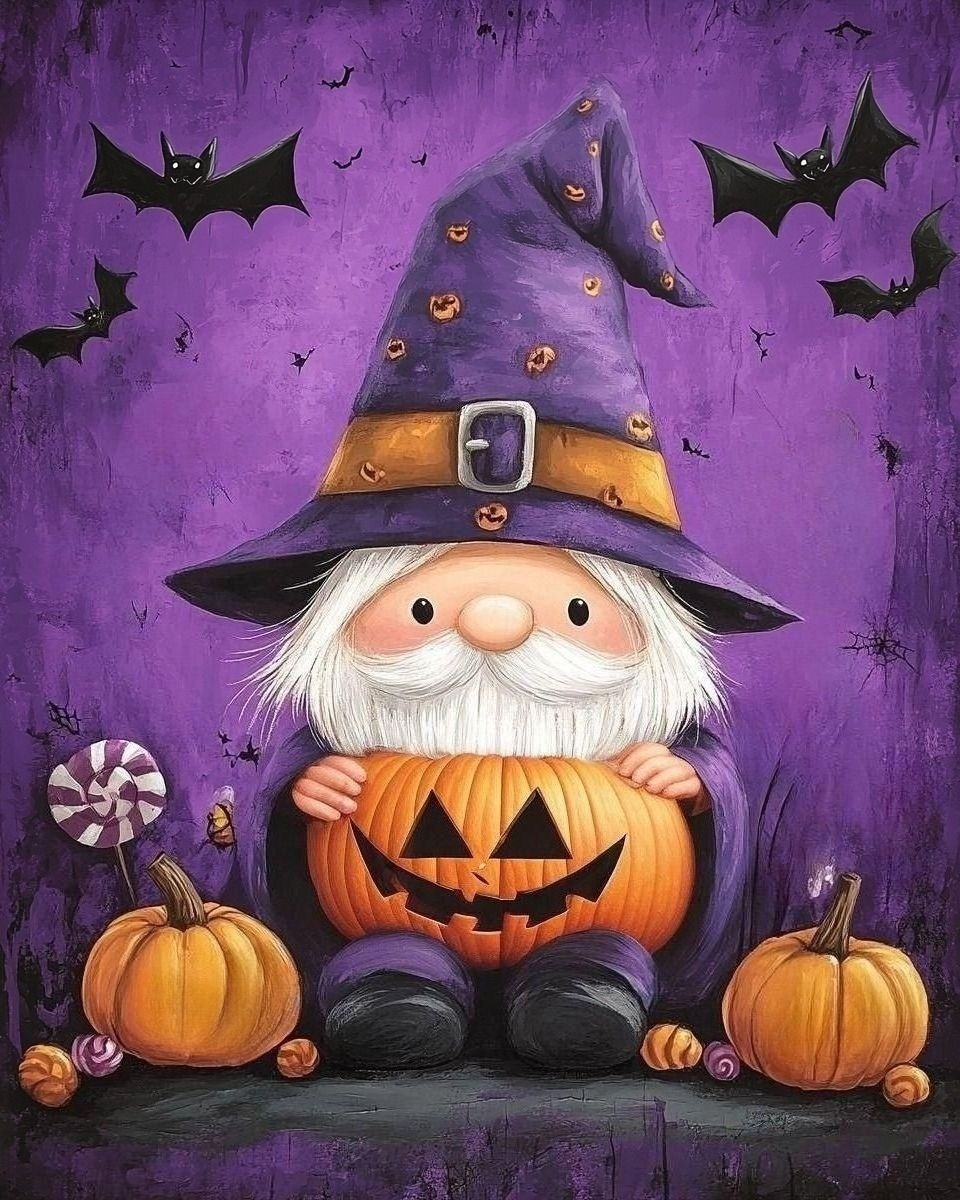 Cute Halloween Gnome Diamond Art Kit