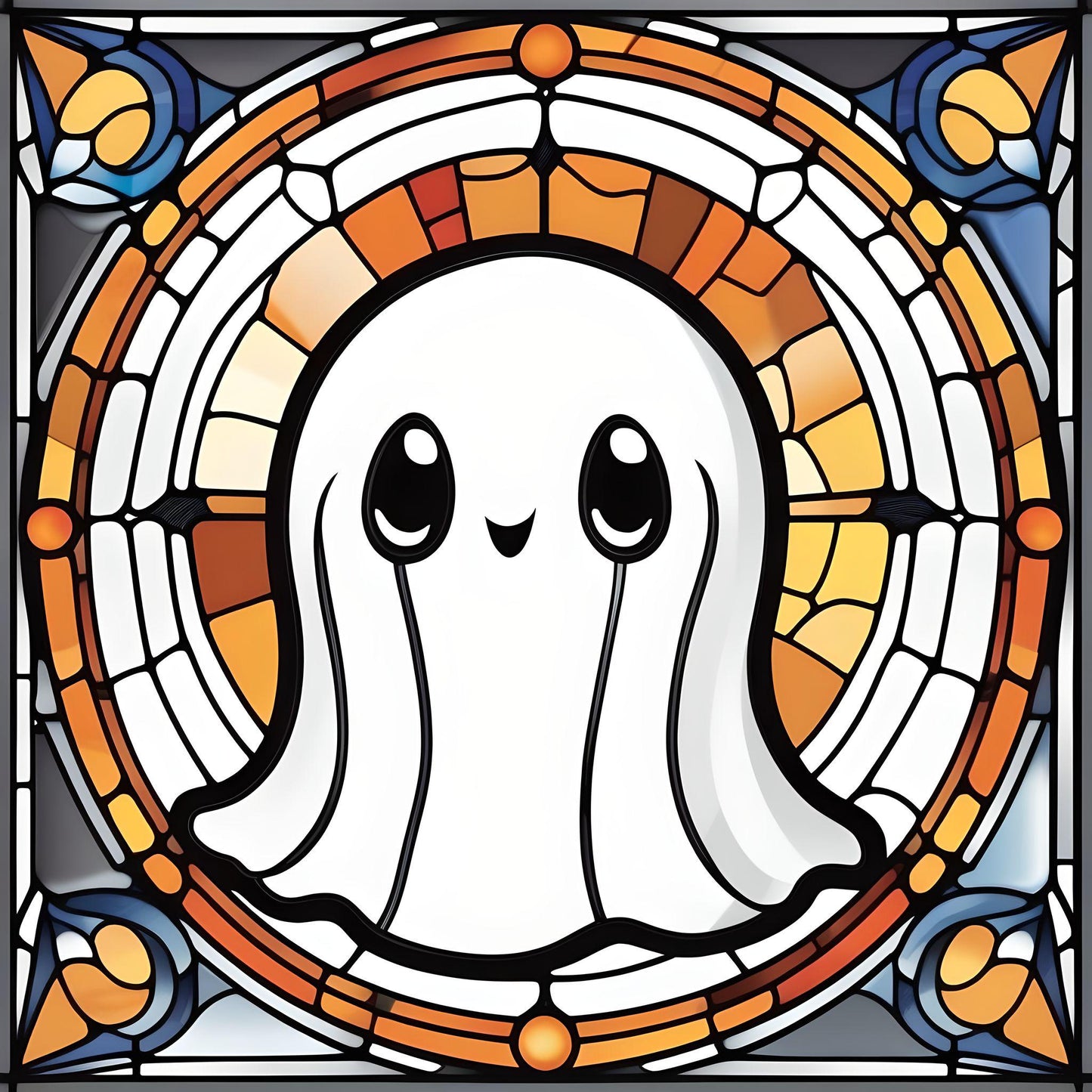 Cute White Ghost Abstract Diamond Art Kit