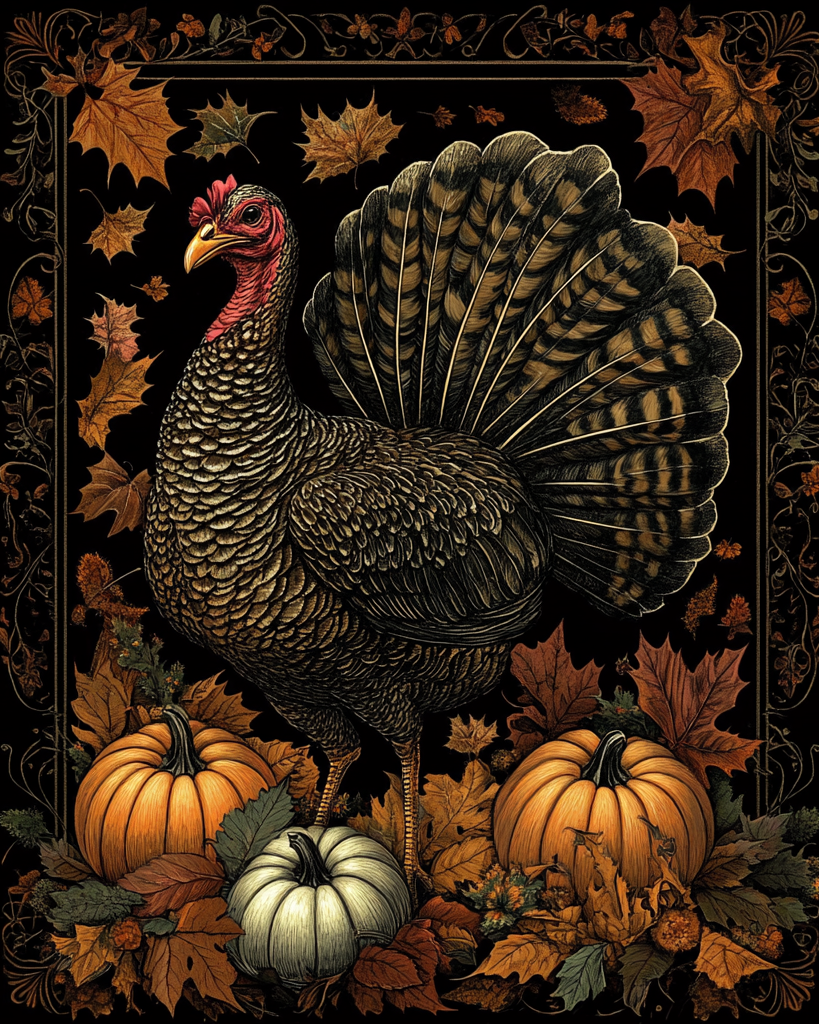 Dark Feather Turkey Diamond Art Kit