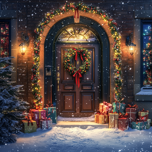 Dark Wood Door House at Christmas Diamond Art Kit