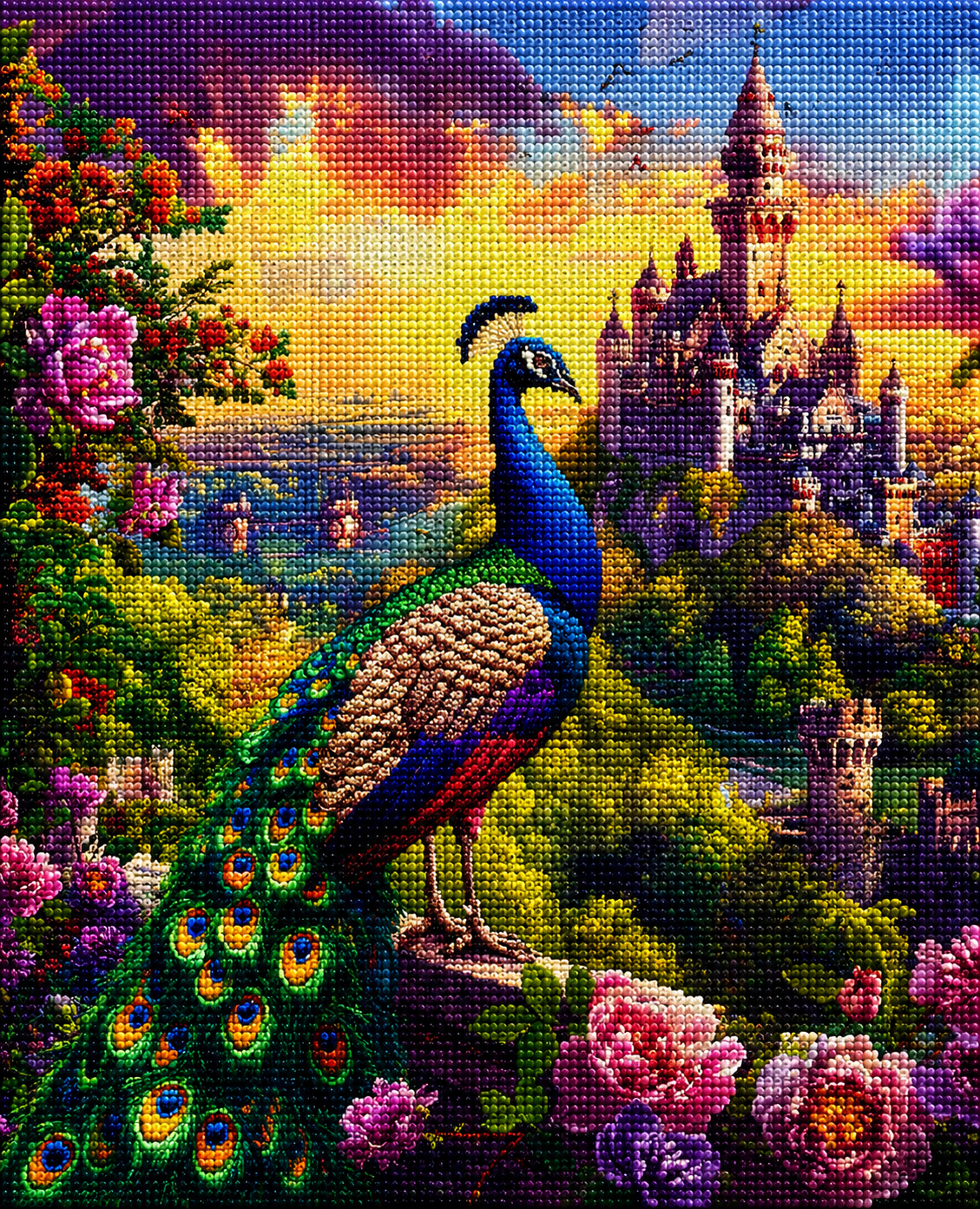Distant Castle Peacock Diamond Art Kit