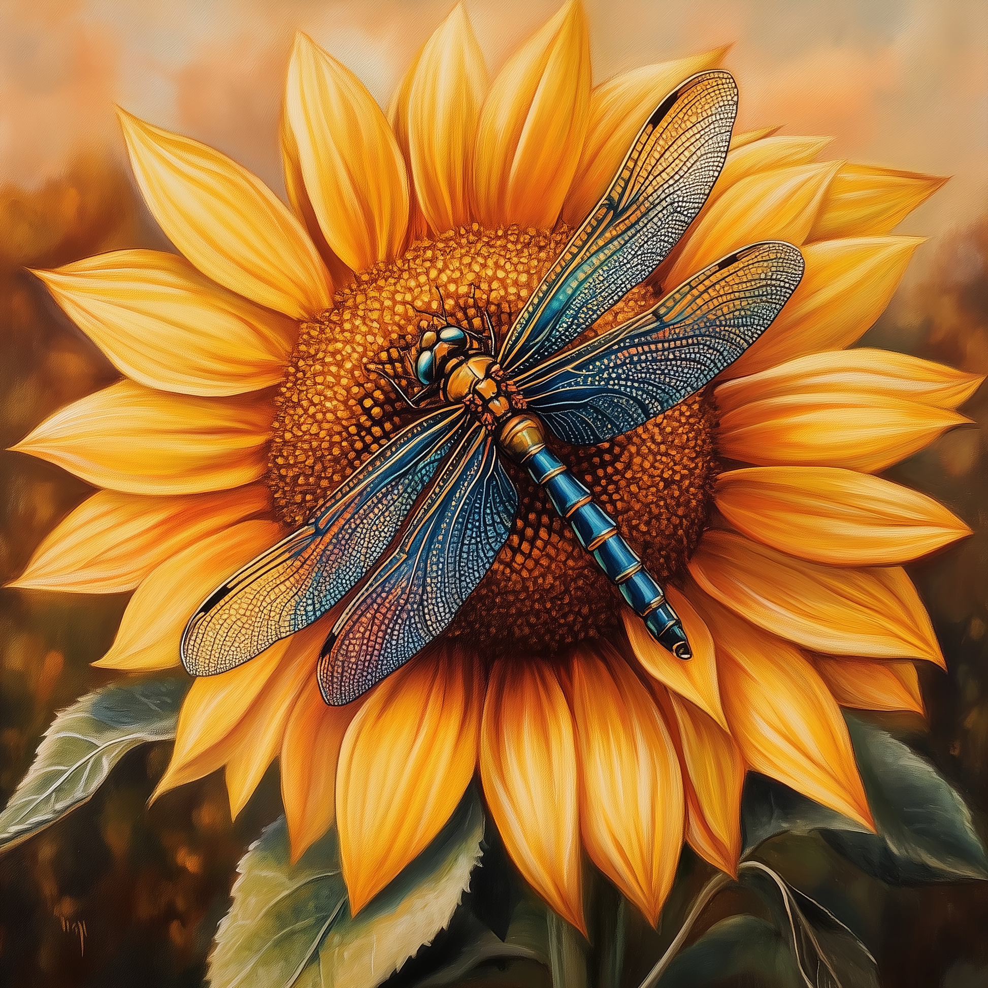 Dragonfly and Sunflower Diamond Art Kit