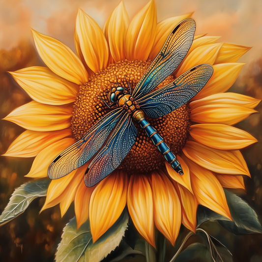 Dragonfly and Sunflower Diamond Art Kit