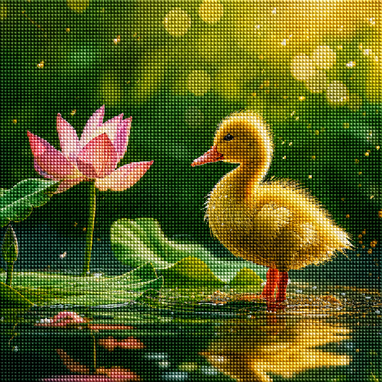 Duckling And Lotus Diamond Art Kit — diamond art kit canvas