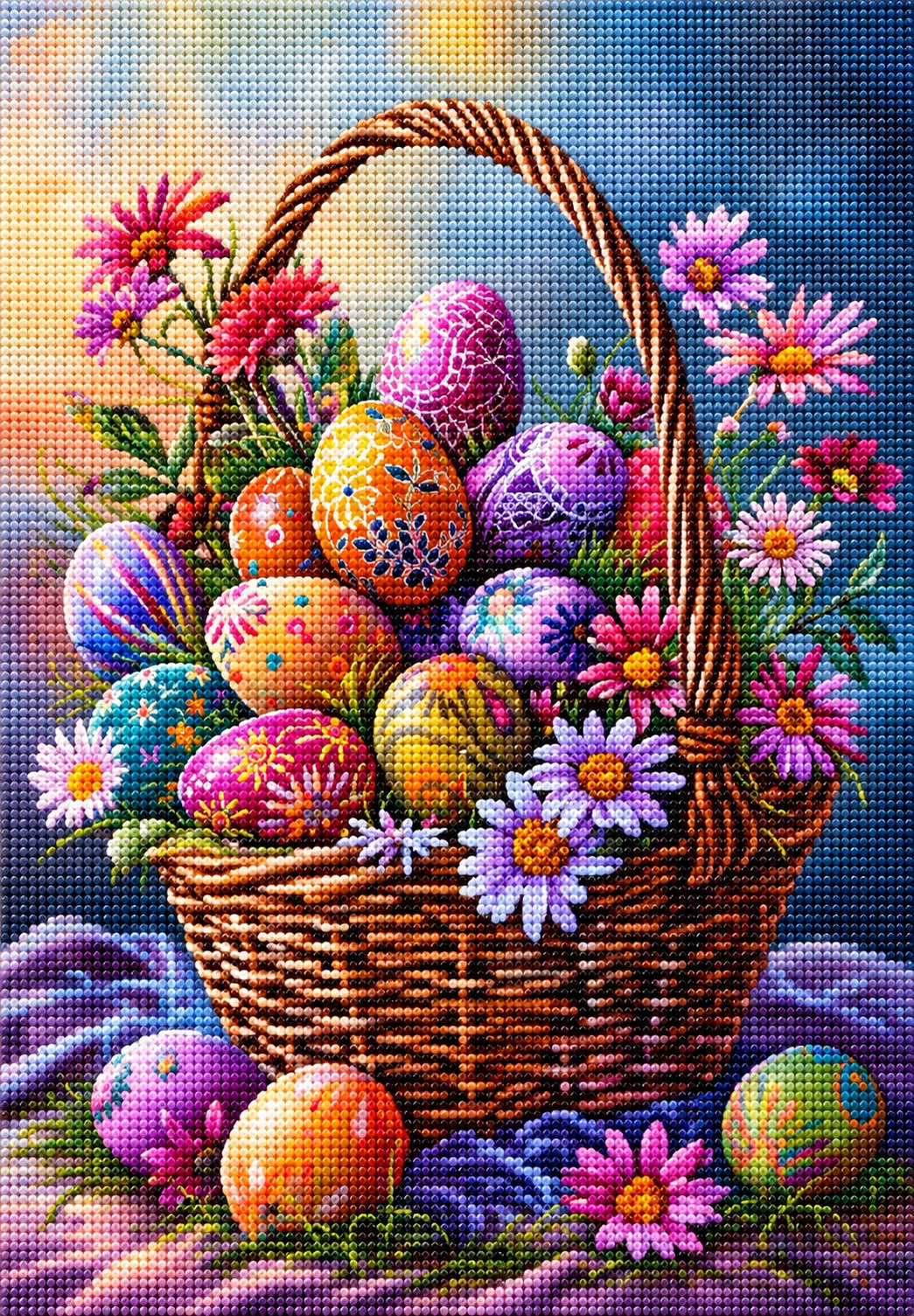 Easter Eggs And Daisies Easter Basket Diamond Art Kit