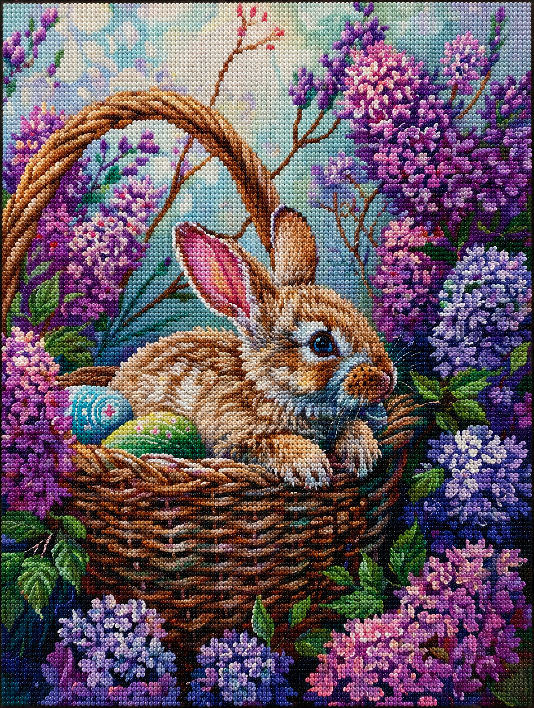 Easter Egg Basket And Brown Rabbit Diamond Art Kit