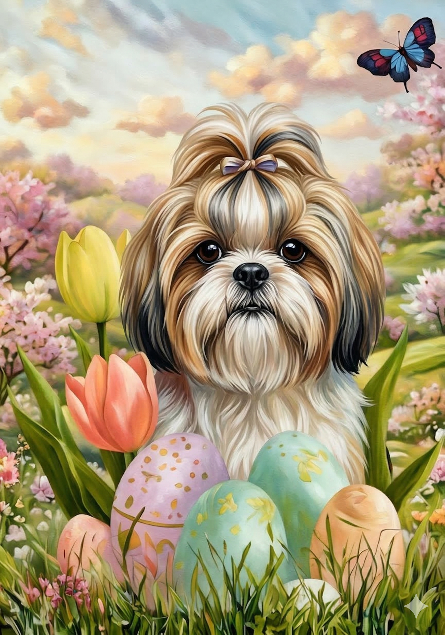 Easter Eggs and Shih Tzu Diamond Art Kit
