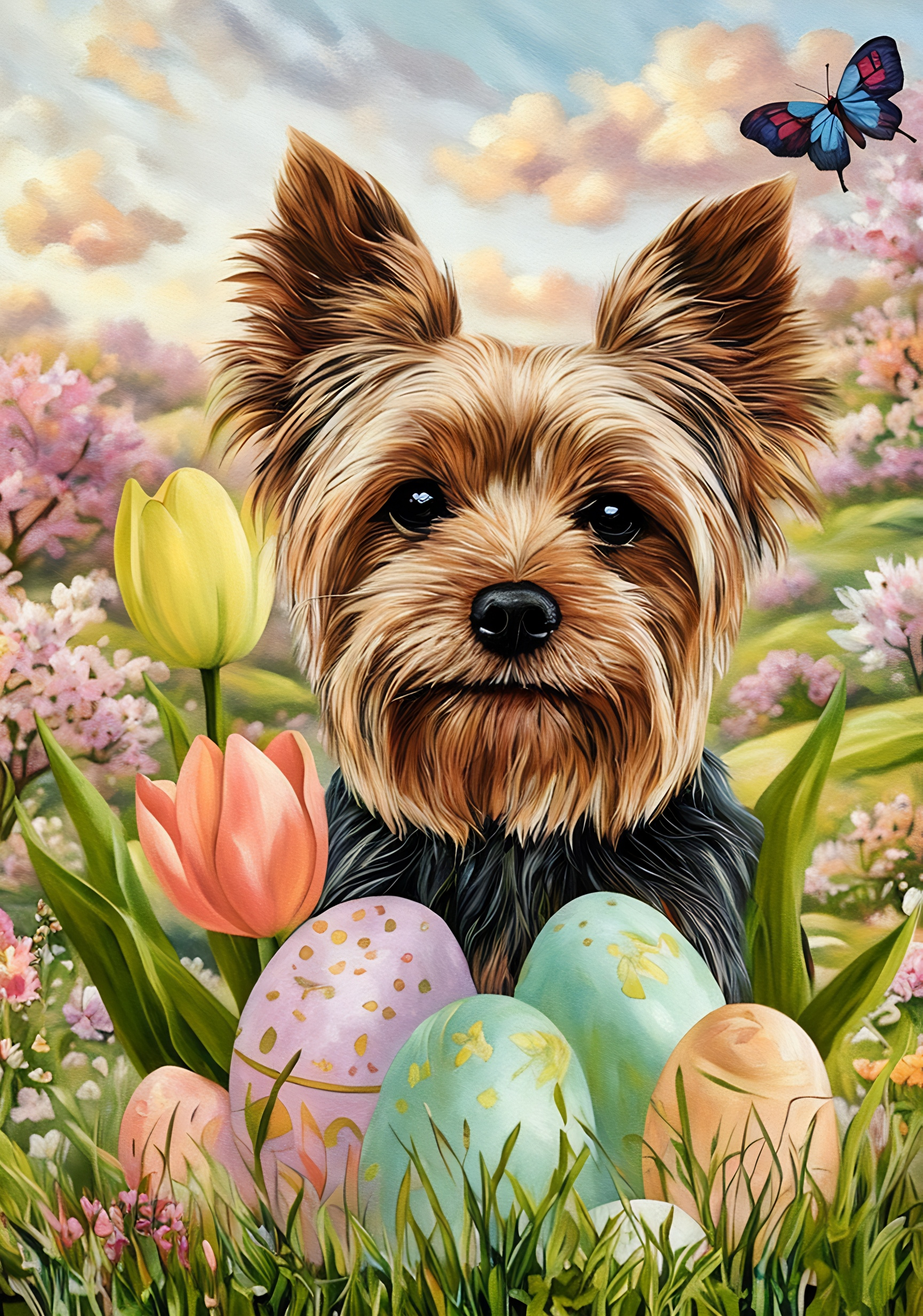 Easter Eggs Yorkshire Terrier Diamond Art Kit