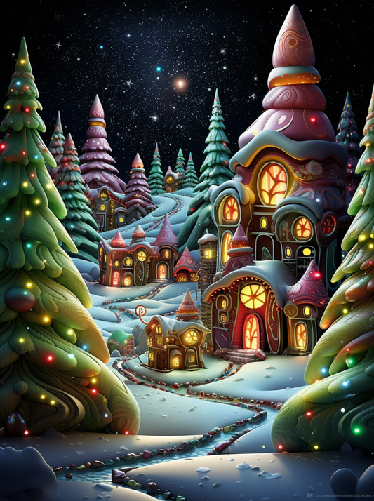 Elf Tree Village Diamond Art Kit