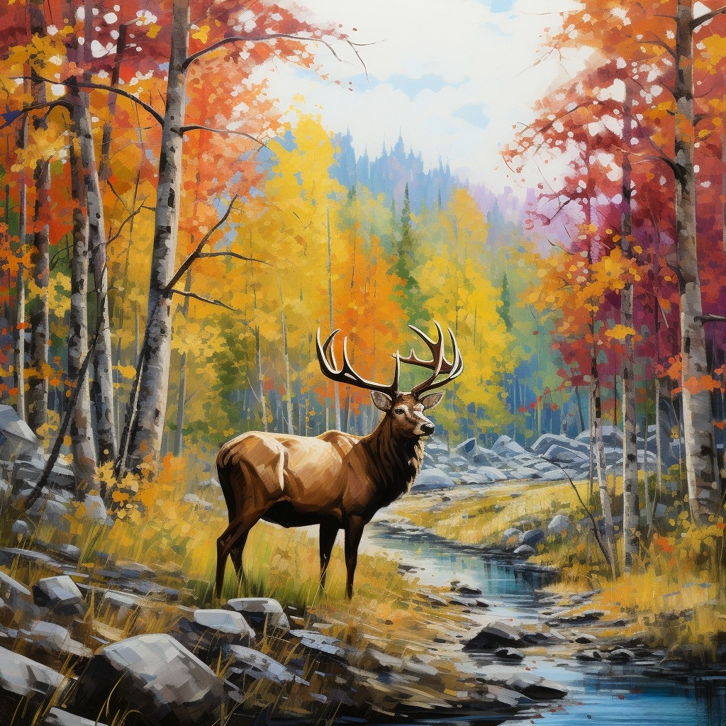Elk by the Stream Diamond Art Kit