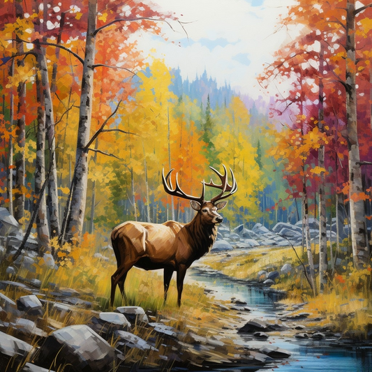 Elk by the Stream Diamond Art Kit