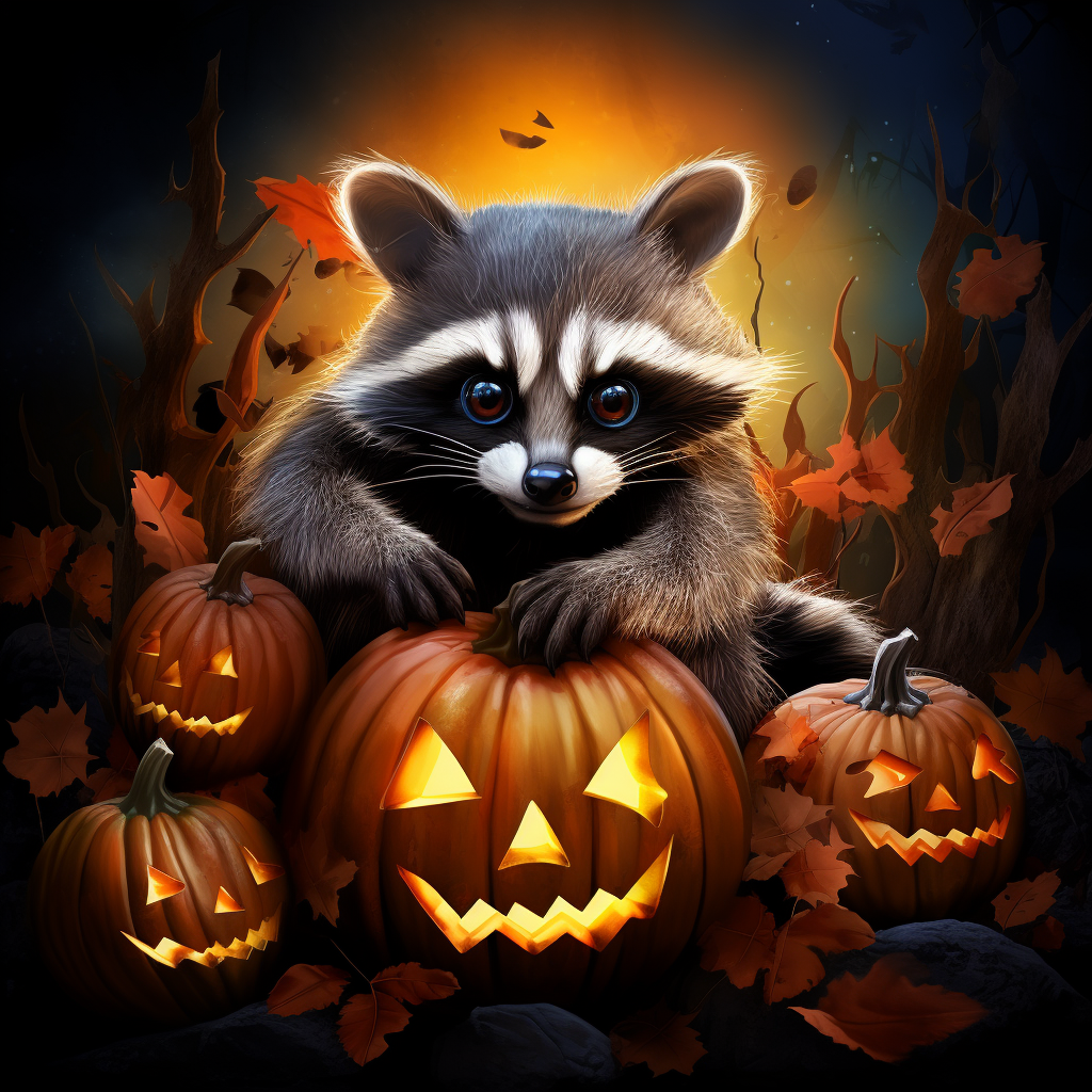 Evil Halloween Raccoon Diamond Art Kit