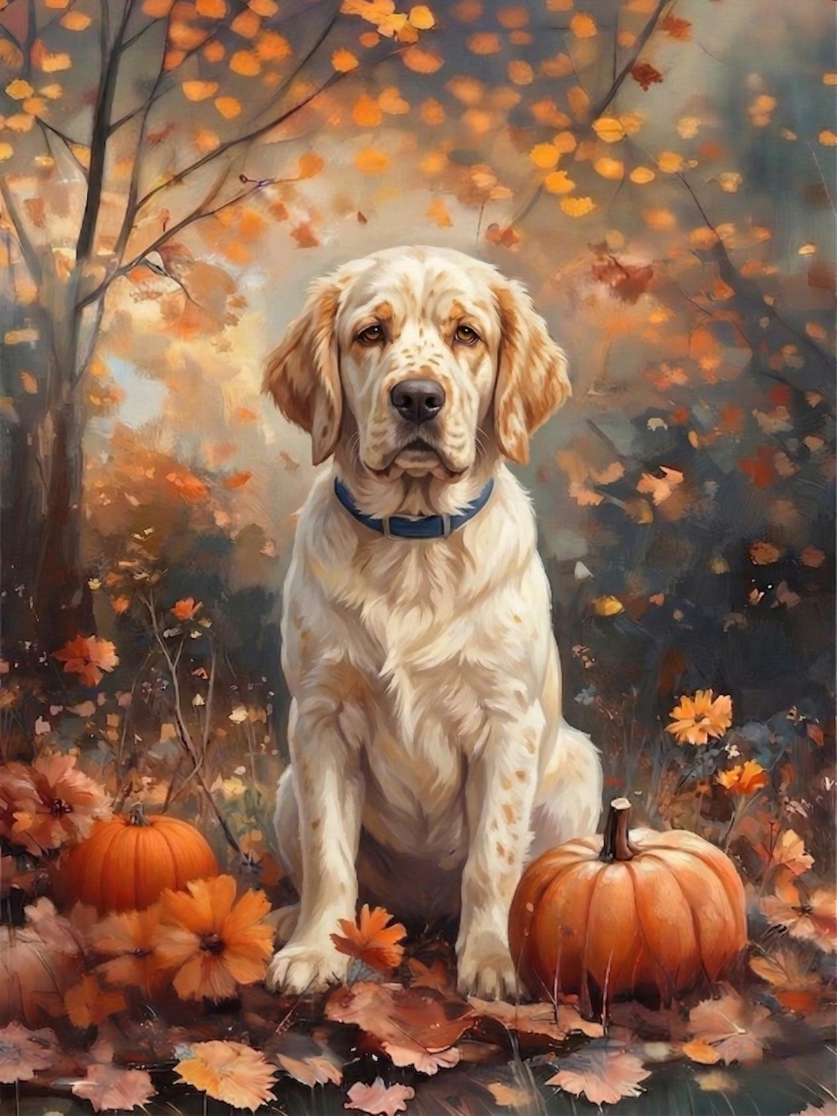 Fall Clumber Spaniel Diamond Art Kit