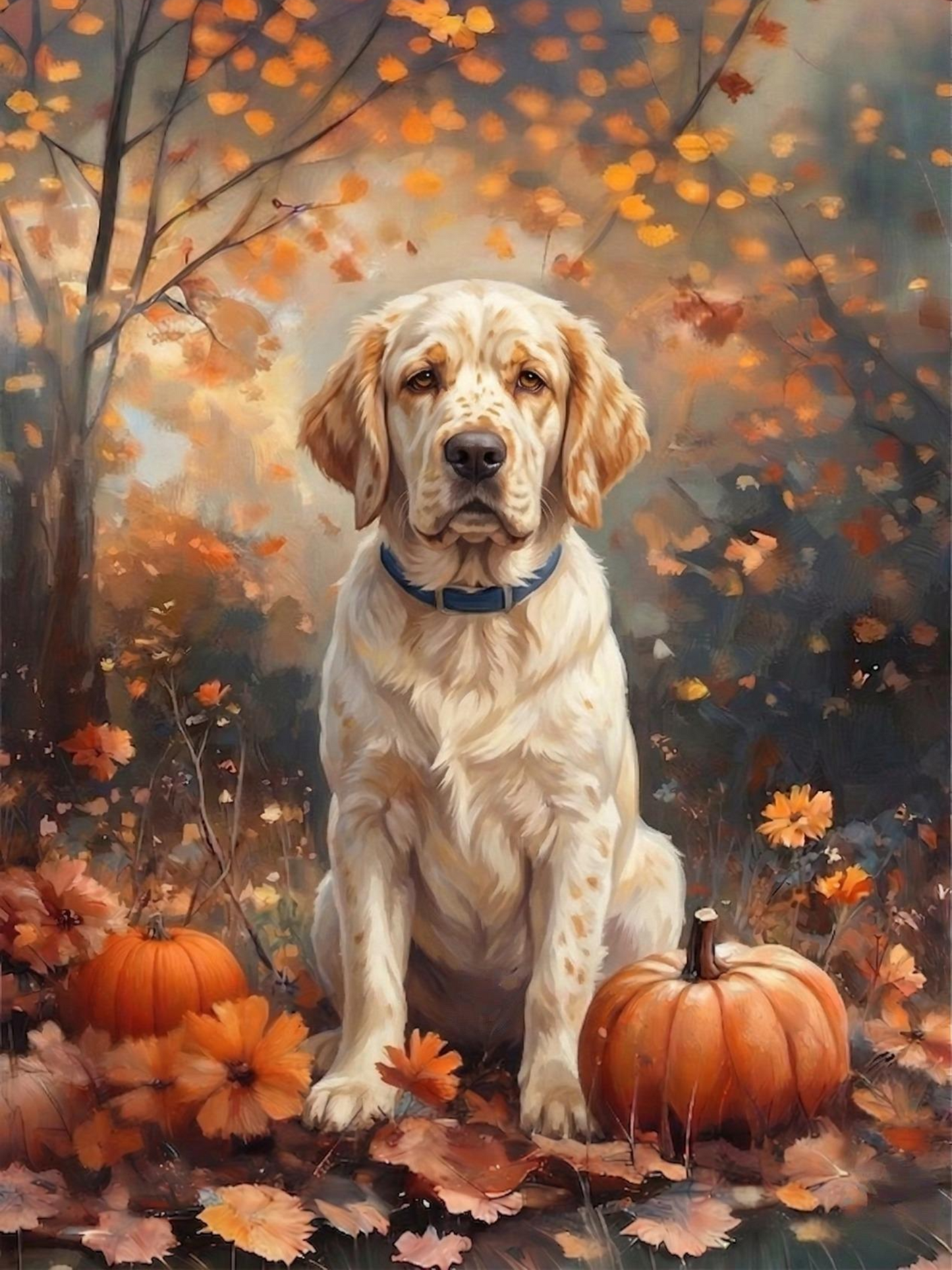 Fall Clumber Spaniel Diamond Art Kit