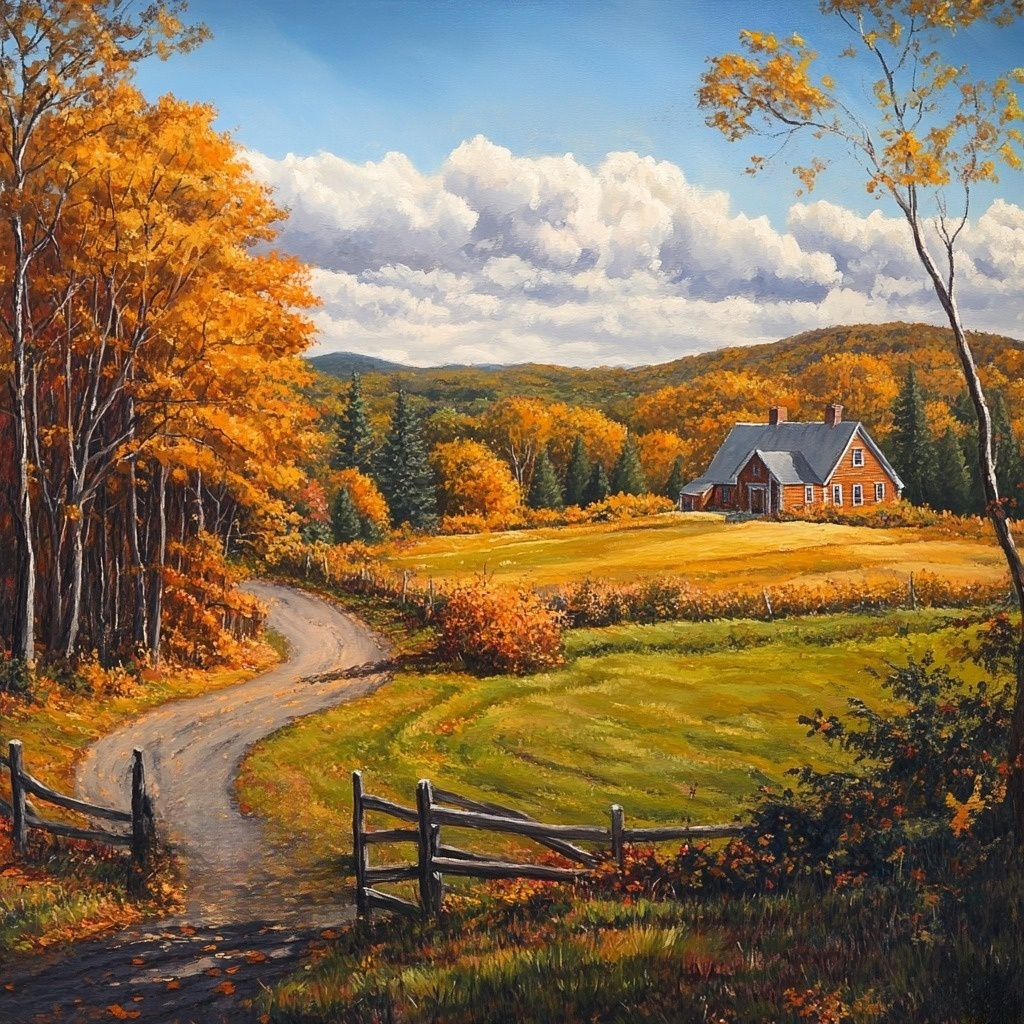 Fall Farm in New England Diamond Art Kit