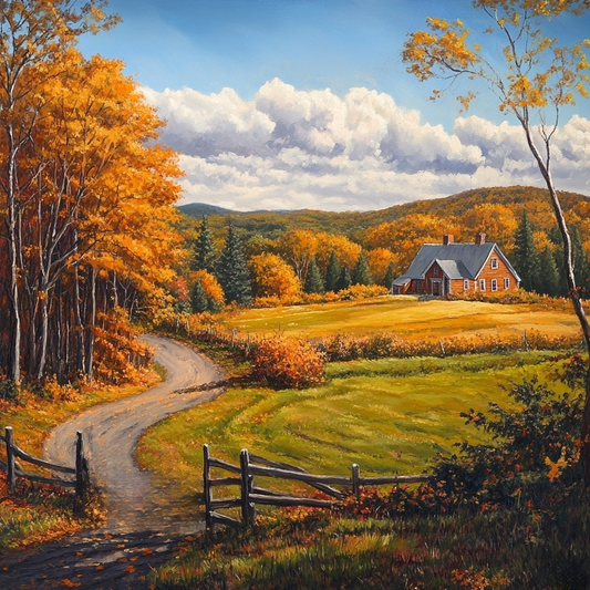 Fall Farm in New England Diamond Art Kit