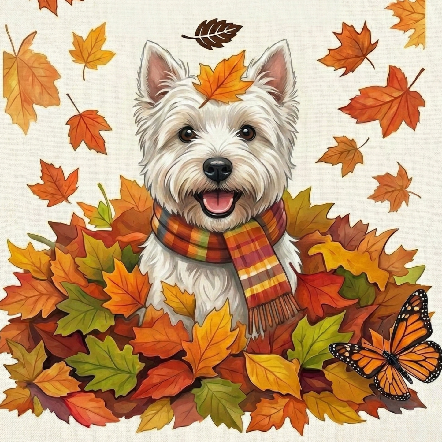 Falling Leaves Westie Diamond Art Kit