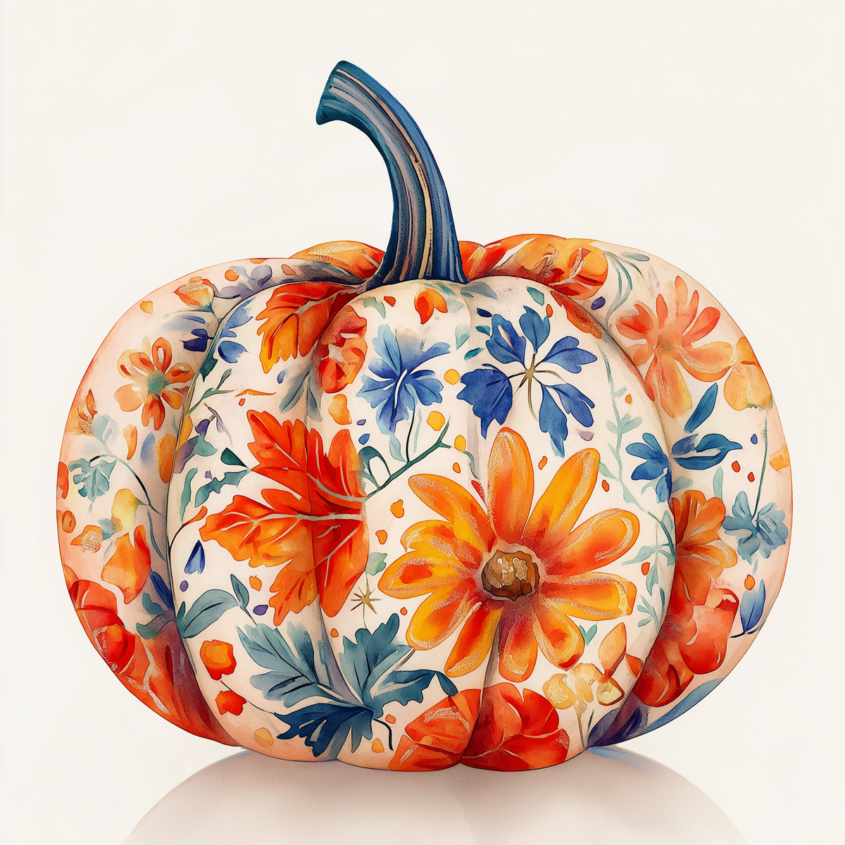 Fall Leaf and Flower Painted Pumpkin Diamond Art Kit