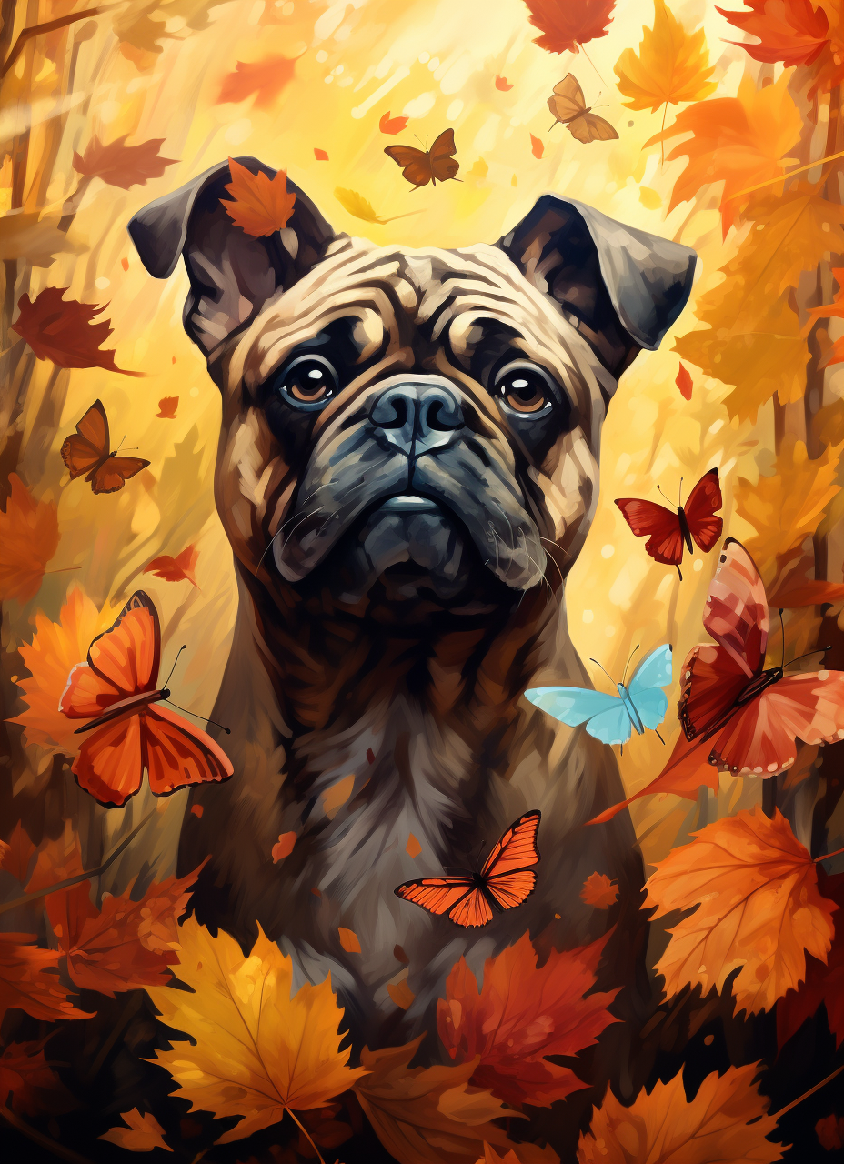 Fall Leaves and Butterflies Dog Diamond Art Kit
