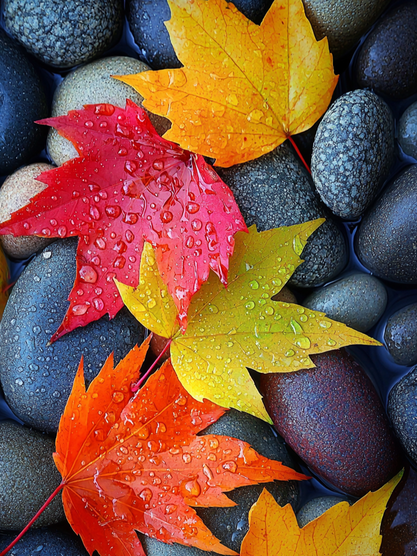 Fall Leaves and Rocks Diamond Art Kit