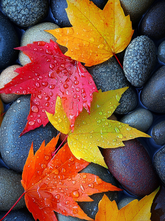 Fall Leaves and Rocks Diamond Art Kit
