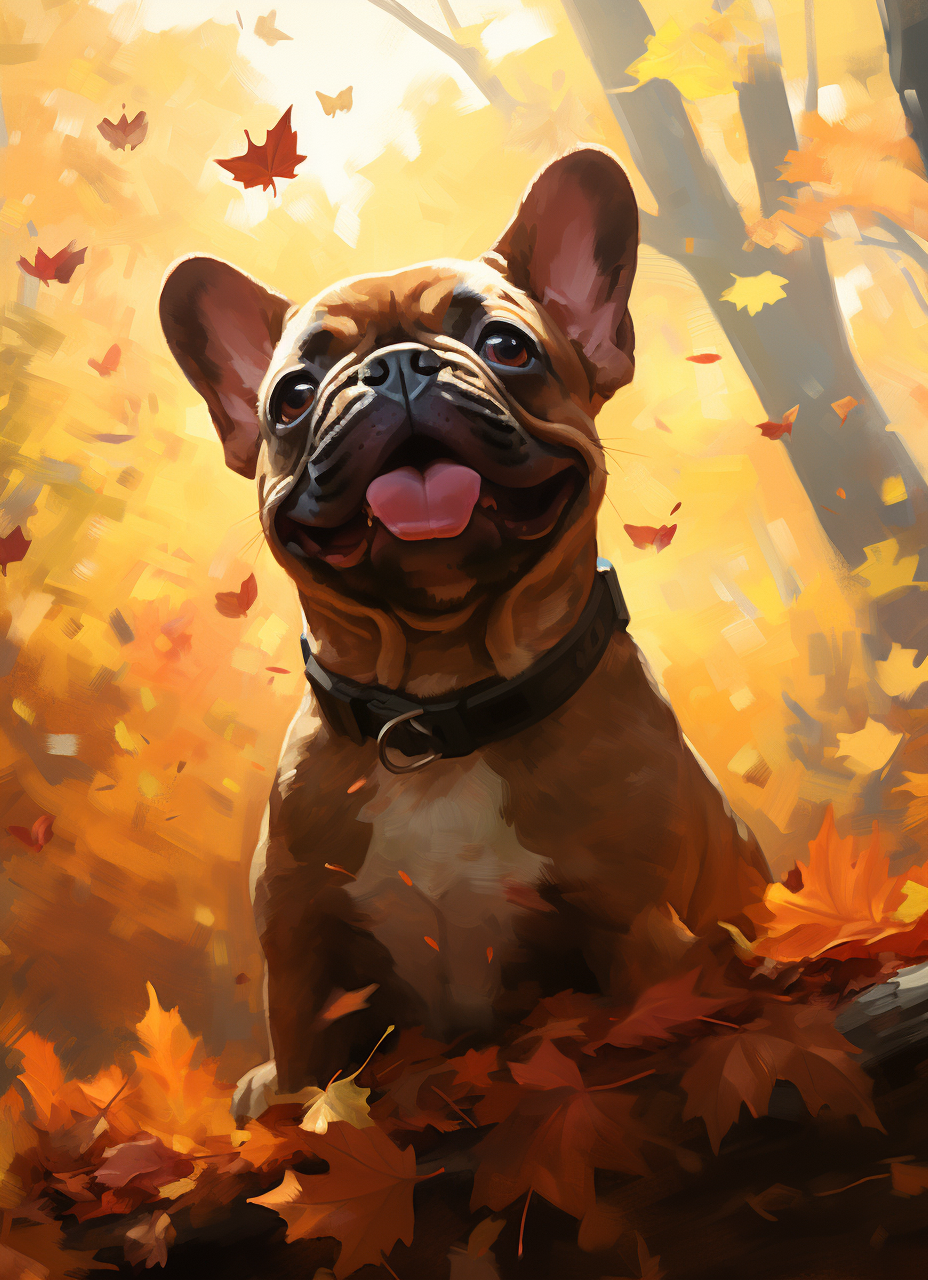 Fall Leaves Frenchie Diamond Art Kit