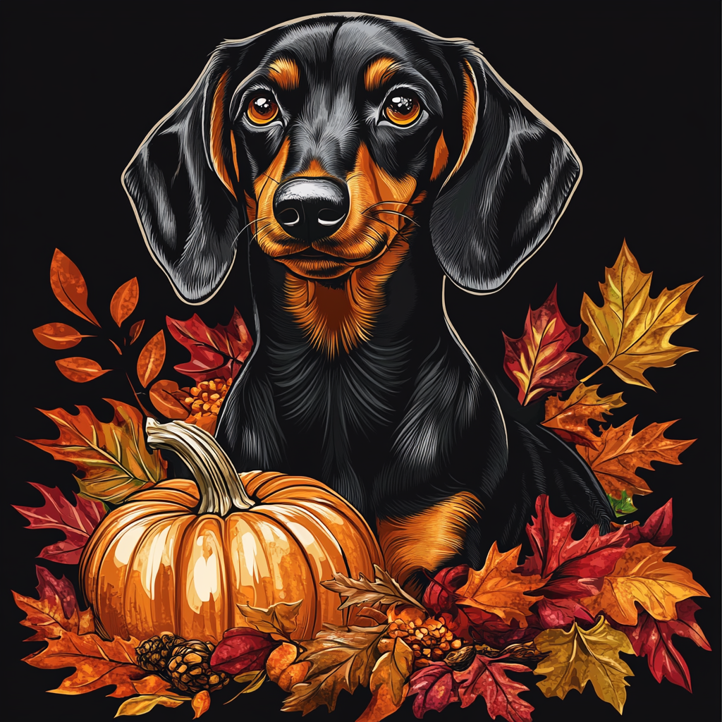 Fall Pumpkin Dachshund Diamond Art Kit