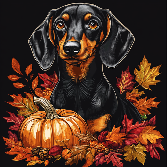 Fall Pumpkin Dachshund Diamond Art Kit