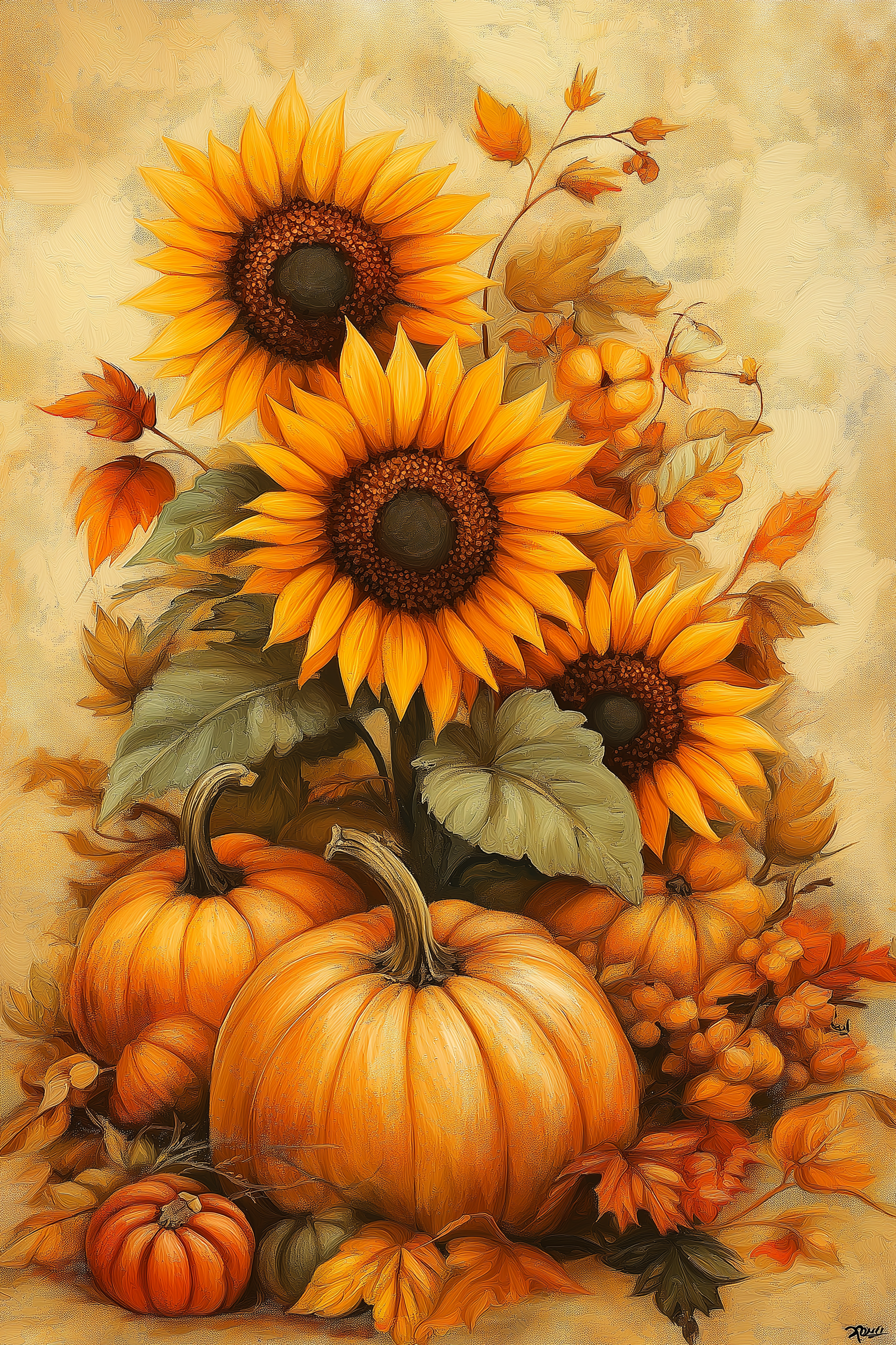 Fall Pumpkins and Sunflowers Diamond Art Kit