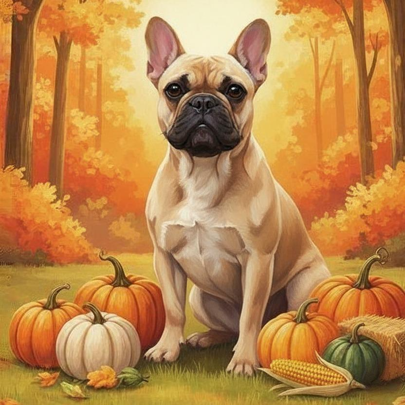 Fall Pumpkins Frenchie Diamond Art Kit