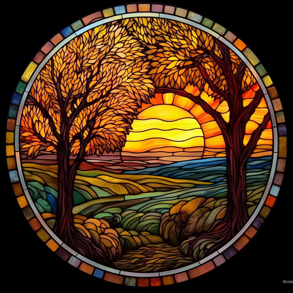 Fall Sunset Circle Diamond Art Kit