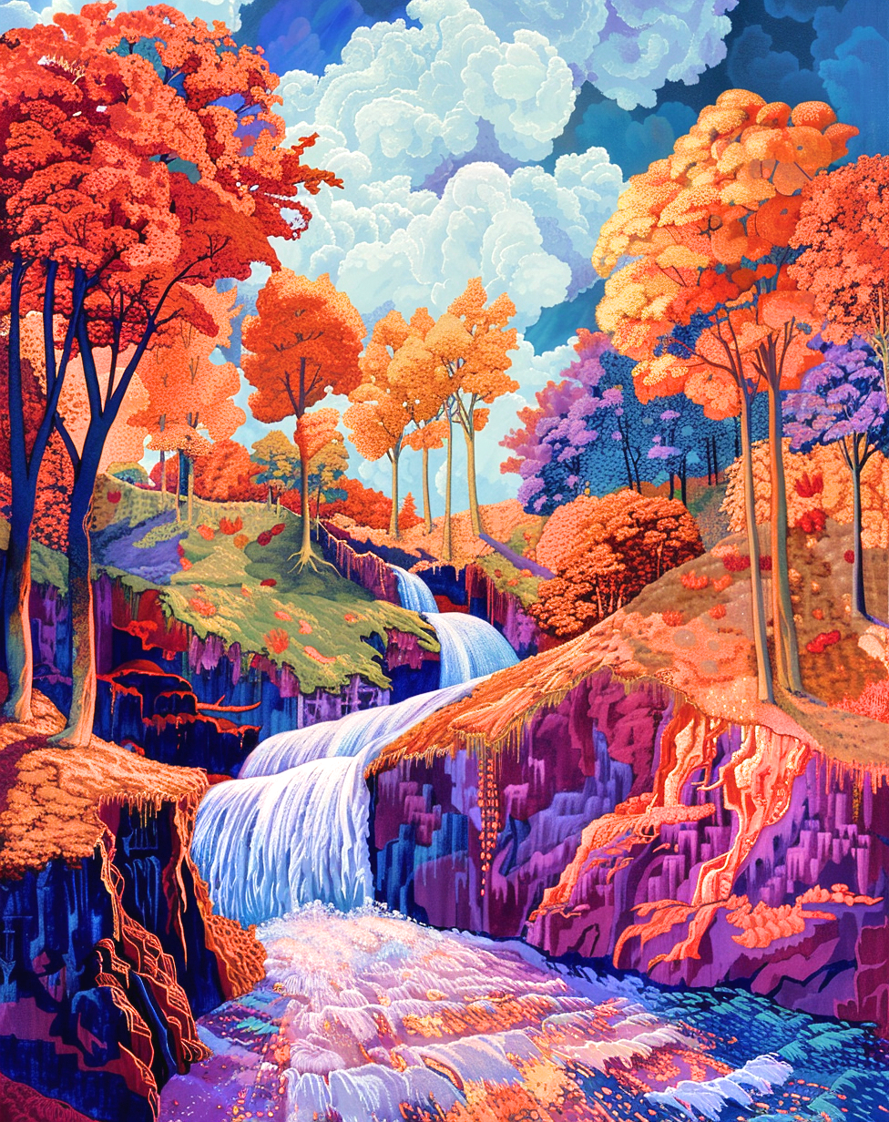 Fall Tree Abstract Waterfalls Diamond Art Kit