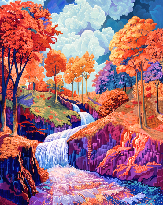Fall Tree Abstract Waterfalls Diamond Art Kit