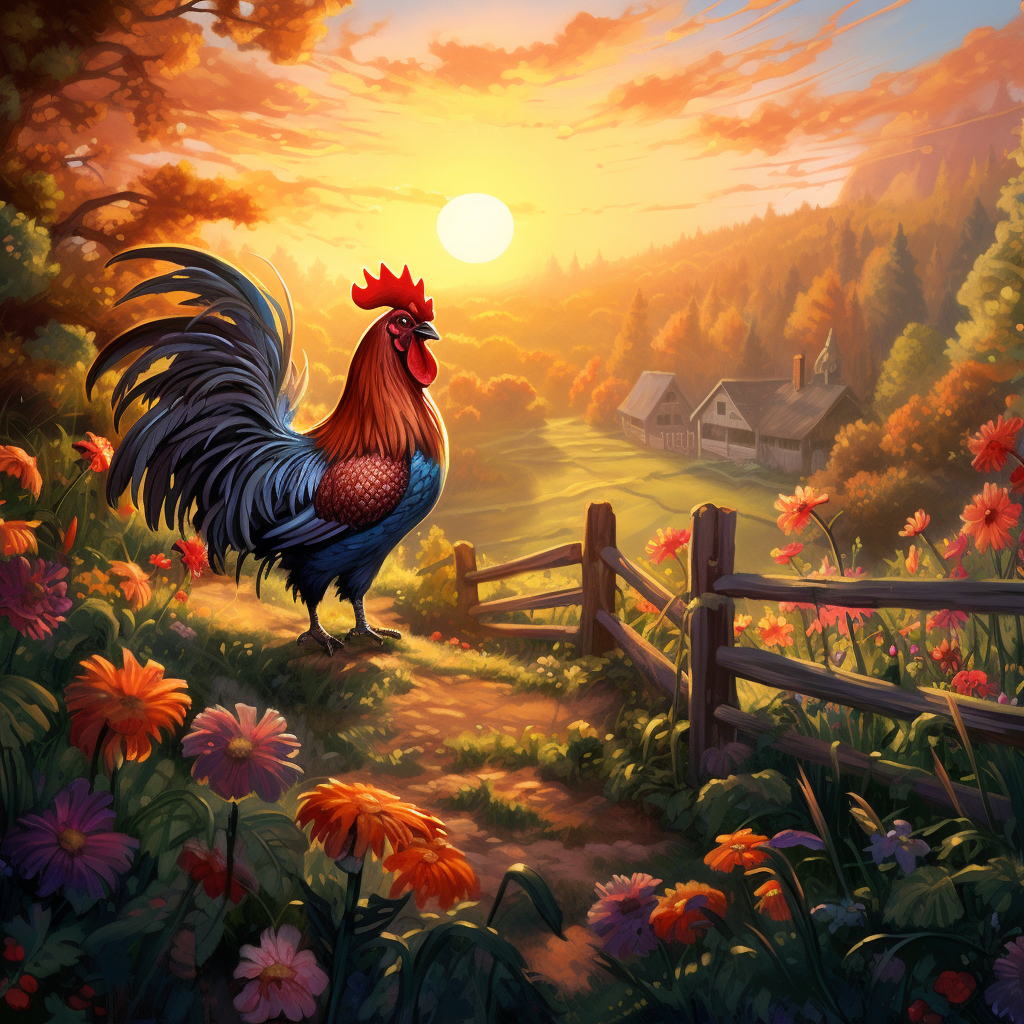 Farm Rooster Sunrise Diamond Art Kit