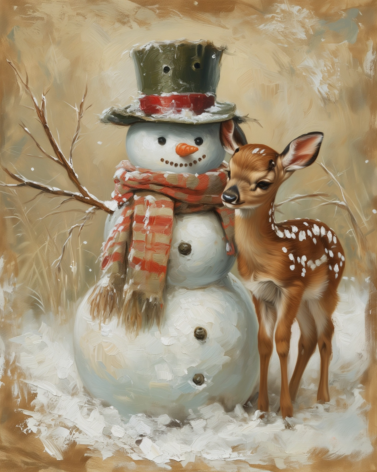 Fawn and Snowman Diamond Art Kit
