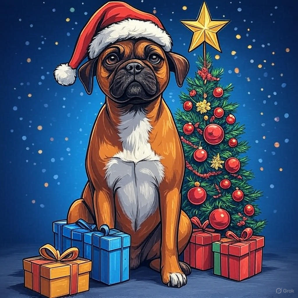 Boxer Christmas Diamond Art Kit