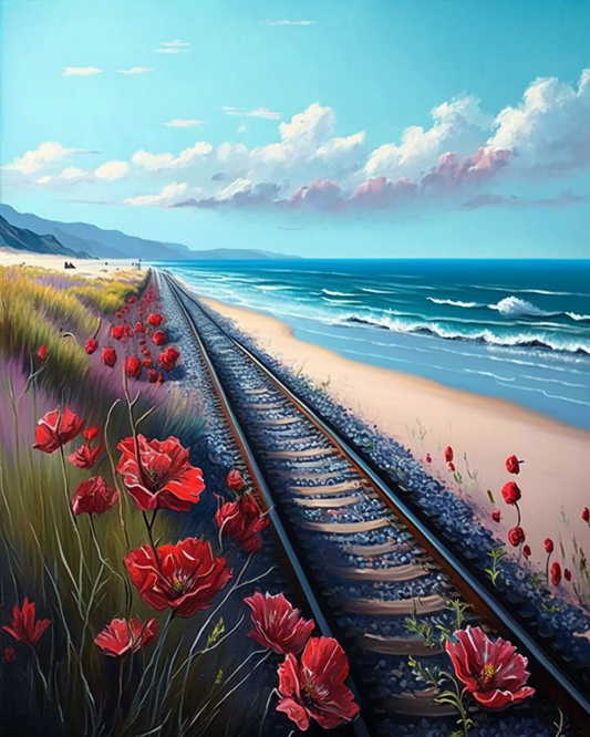 Tracks By The Beach Diamond Art Kit
