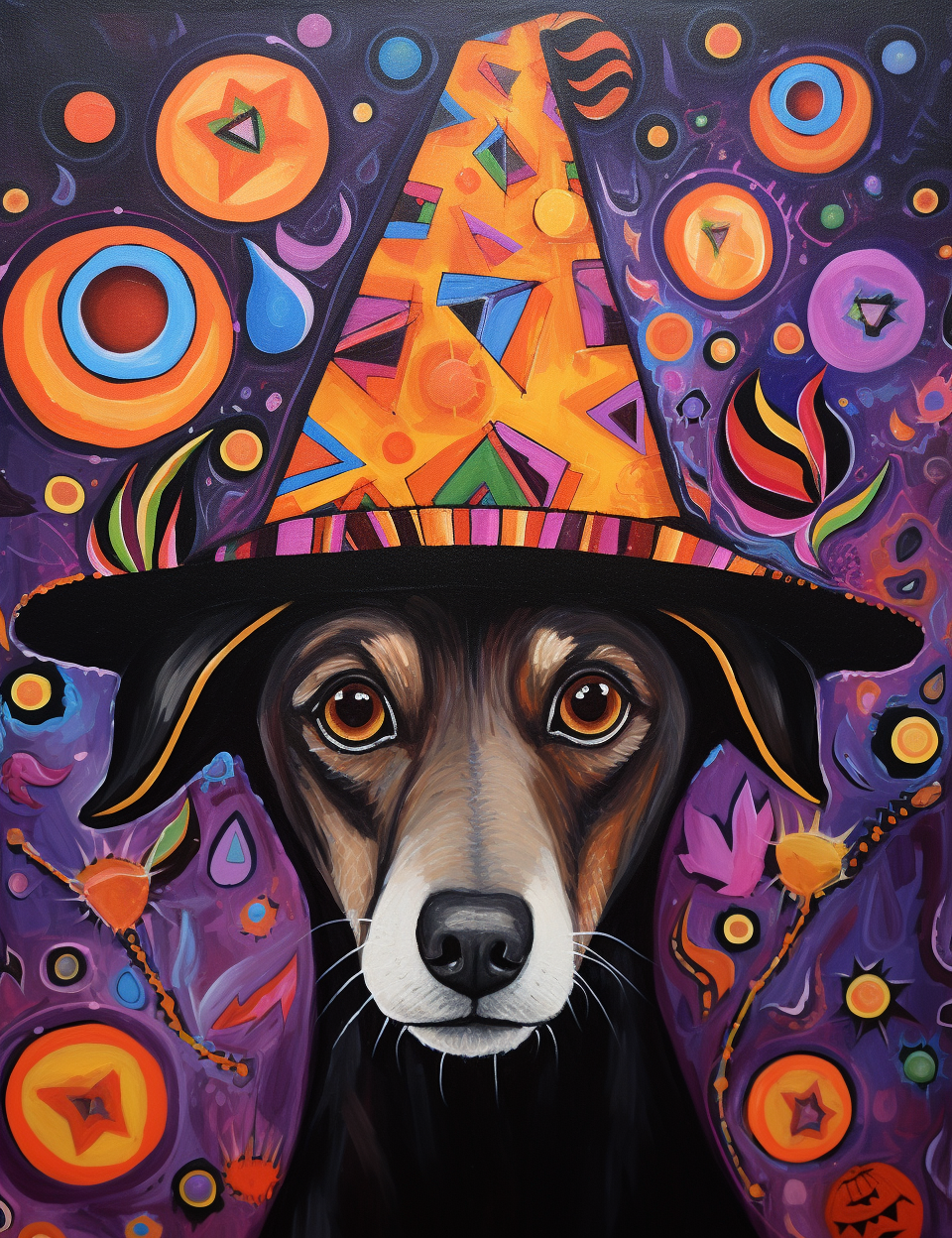 Abstract Witch Hat Puppy Diamond Art Kit
