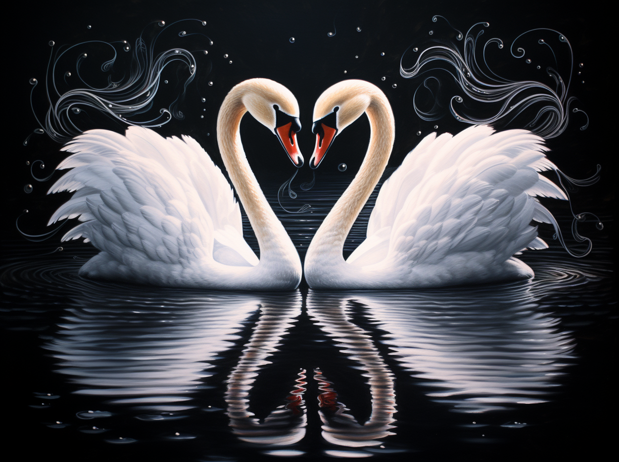 White Swirl White Swans Diamond Art Kit