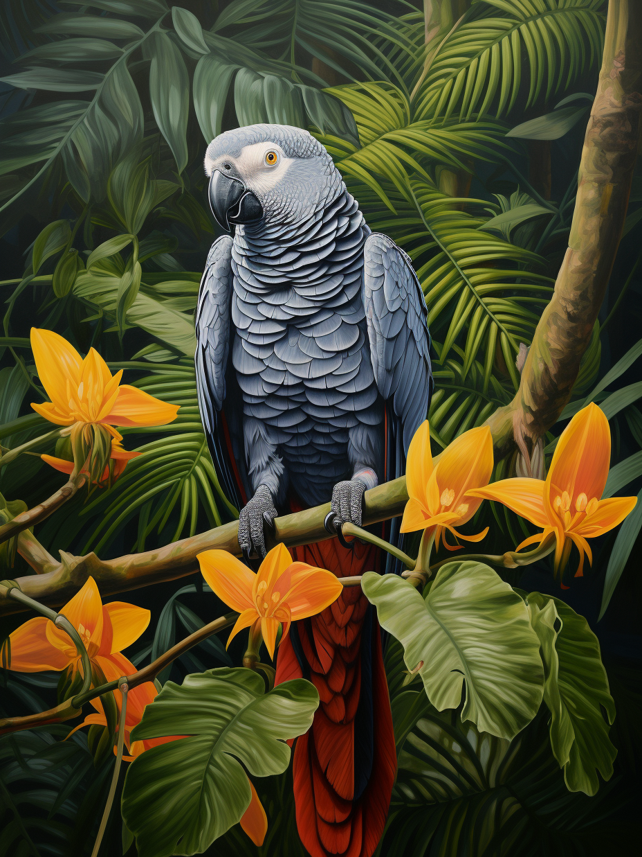 Grey Jungle Parrot Diamond Art Kit