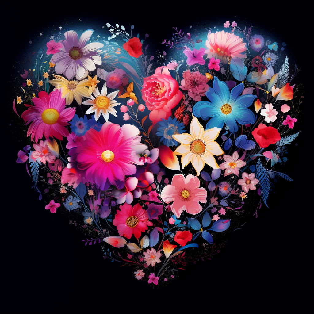 Brilliant Colors Flower Heart Diamond Art Kit