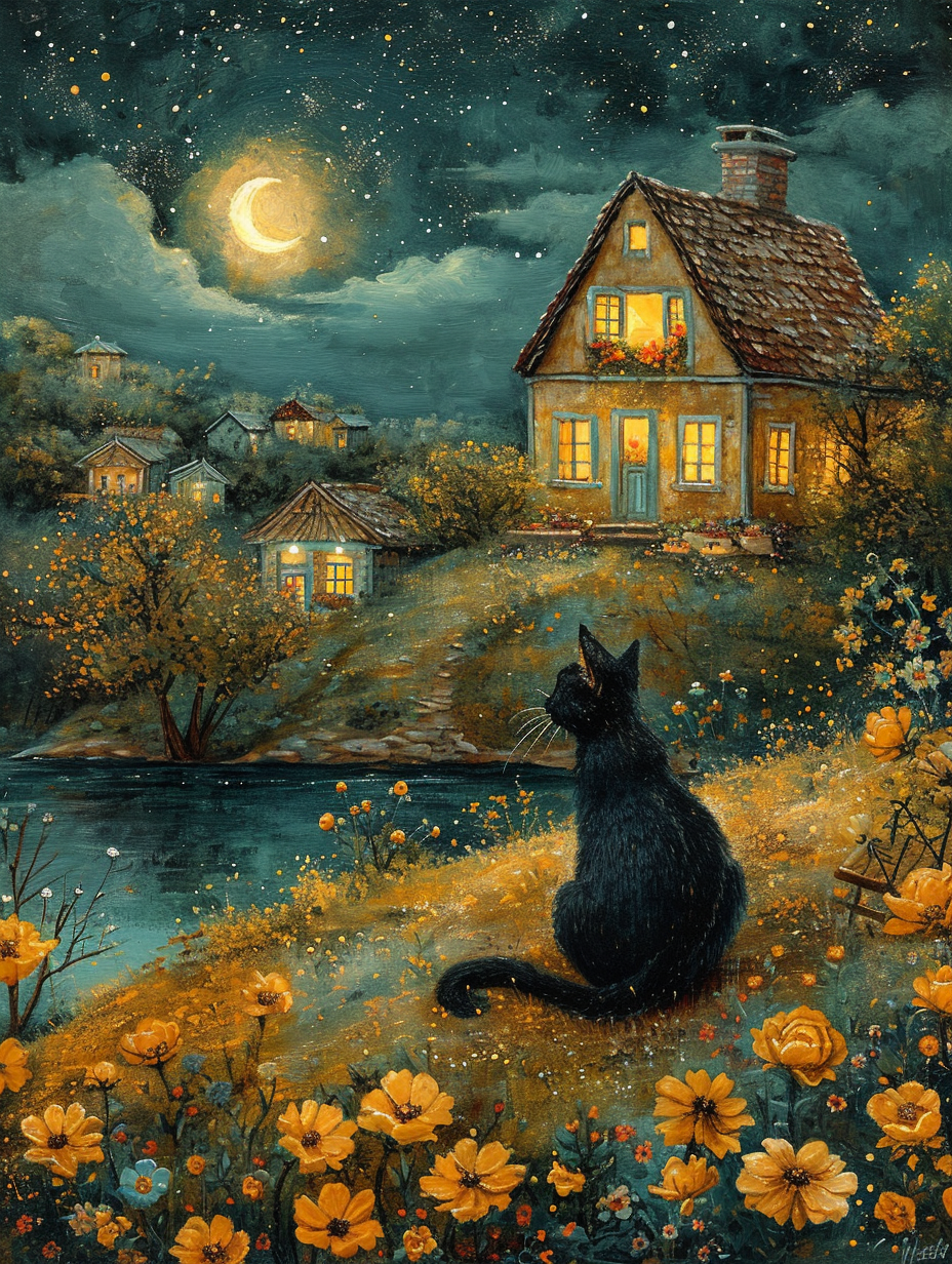 Hillside Black Cat Diamond Art Kit