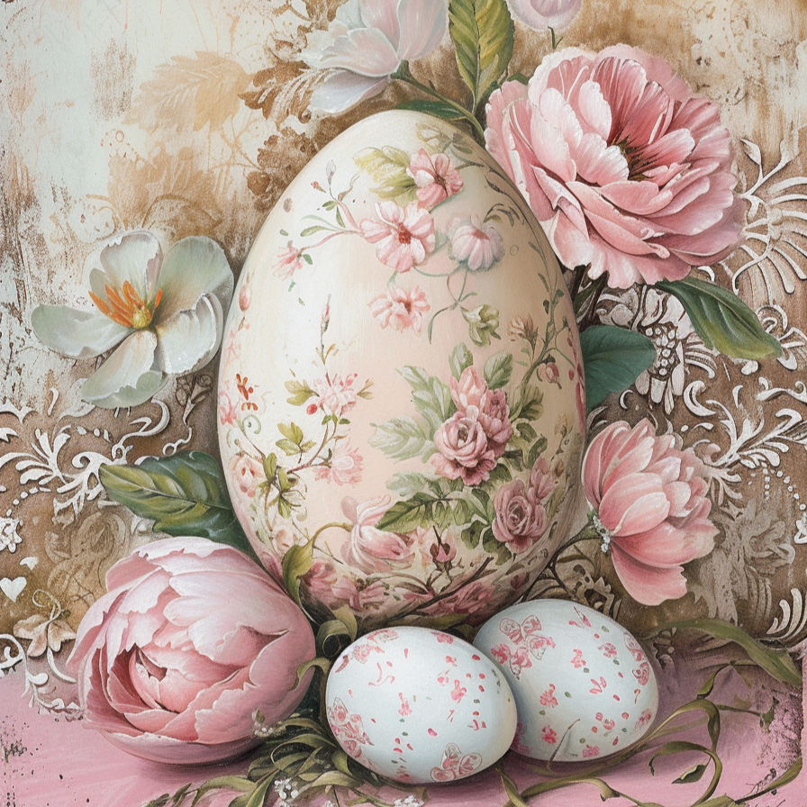 Pink Floral Egg Diamond Art Kit